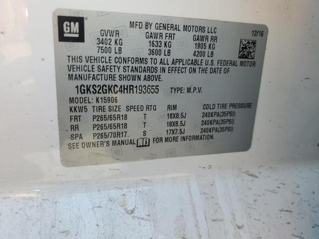 2017 GMC YUKON XL K 1GKS2GKC4HR193655