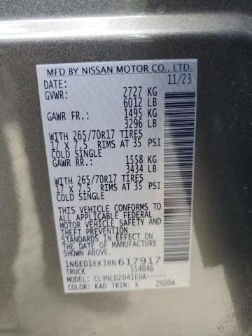 2024 NISSAN FRONTIER S 1N6ED1EK3RN617917