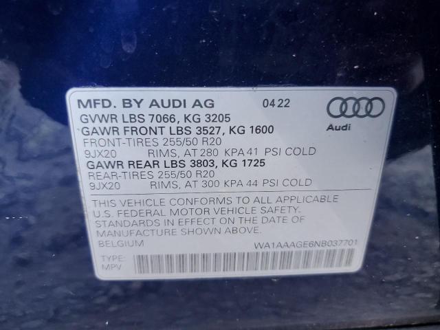 2022 AUDI E-TRON PRE WA1AAAGE6NB037701