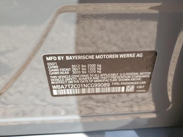 2022 BMW 740 I WBA7T2C01NCG99089