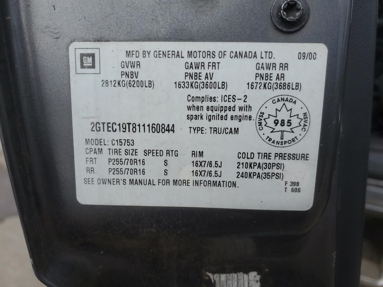 Lot #3268311027 2001 GMC NEW SIERRA