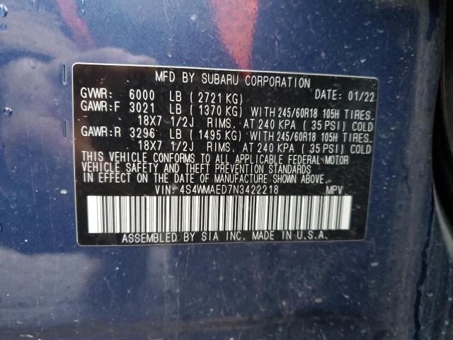2022 SUBARU ASCENT PRE - 4S4WMAED7N3422218