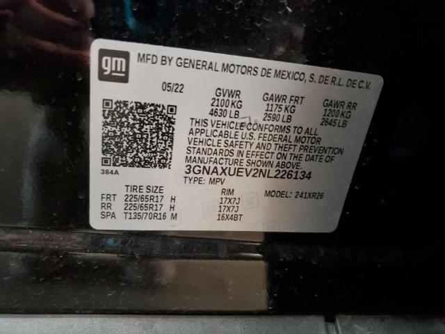2022 CHEVROLET EQUINOX LT - 3GNAXUEV2NL226134
