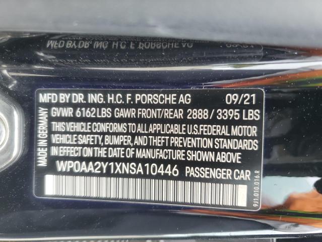 2022 PORSCHE TAYCAN WP0AA2Y1XNSA10446