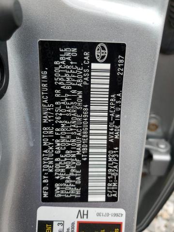 2016 TOYOTA AVALON HYB 4T1BD1EB8GU049684