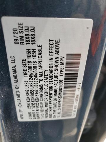 2021 HONDA PILOT EX 5FNYF6H33MB025906