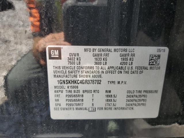 2016 CHEVROLET SUBURBAN K - 1GNSKHKC4GR378702