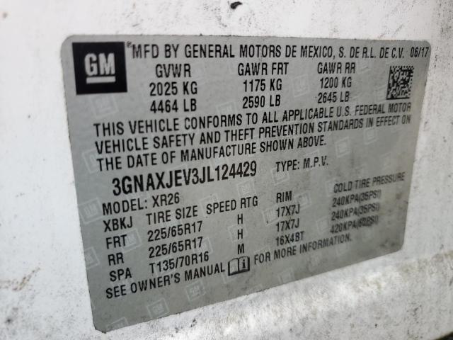 2018 CHEVROLET EQUINOX LT 3GNAXJEV3JL124429