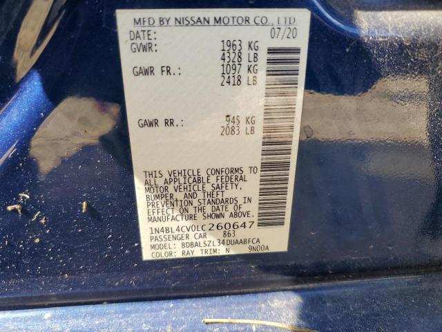 2020 NISSAN ALTIMA SR - 1N4BL4CV0LC260647