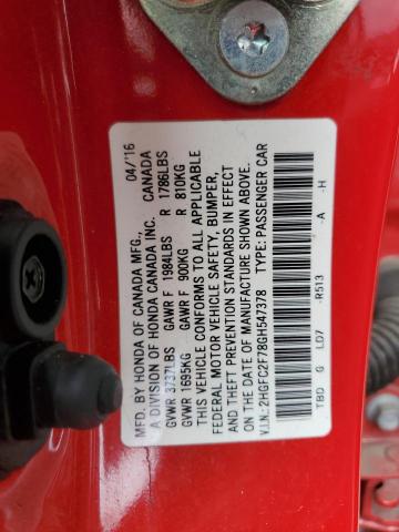 2016 HONDA CIVIC EX 2HGFC2F78GH547378