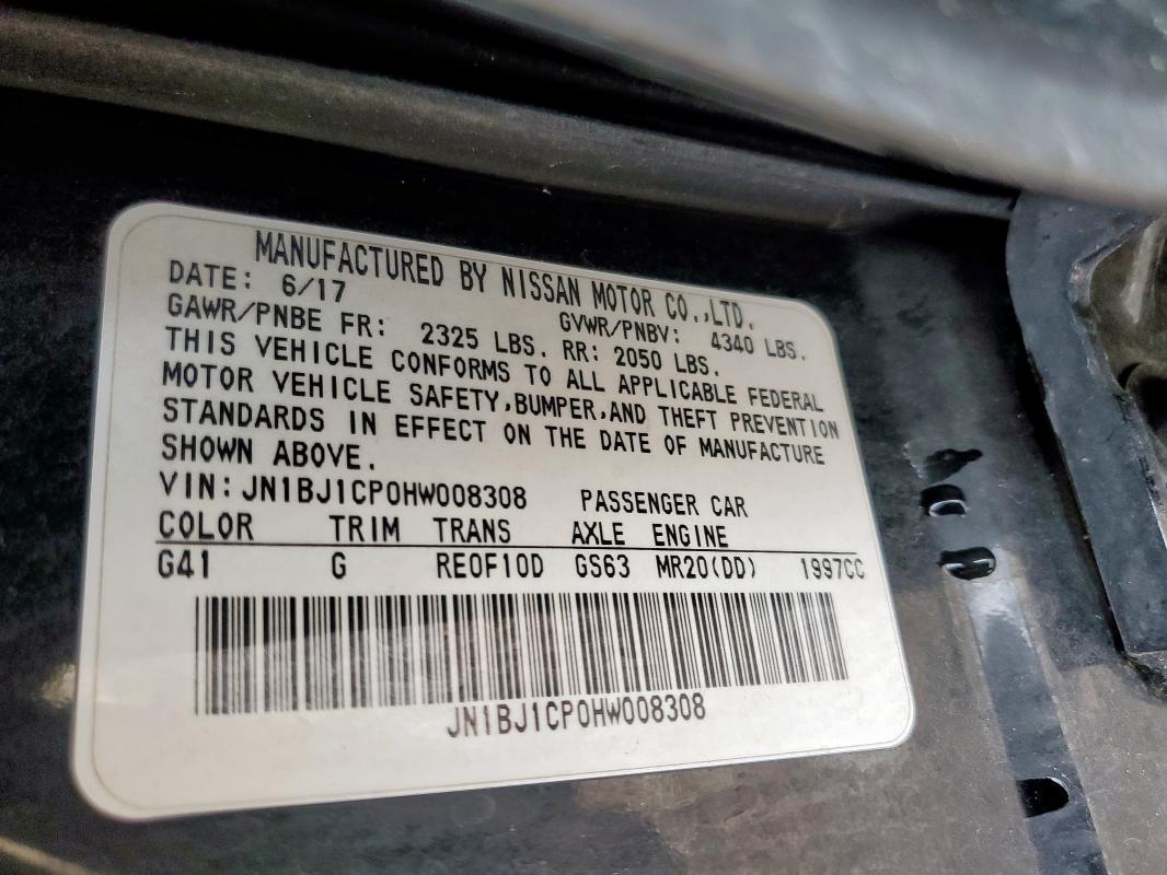 2017 NISSAN ROGUE SPOR - JN1BJ1CP0HW008308