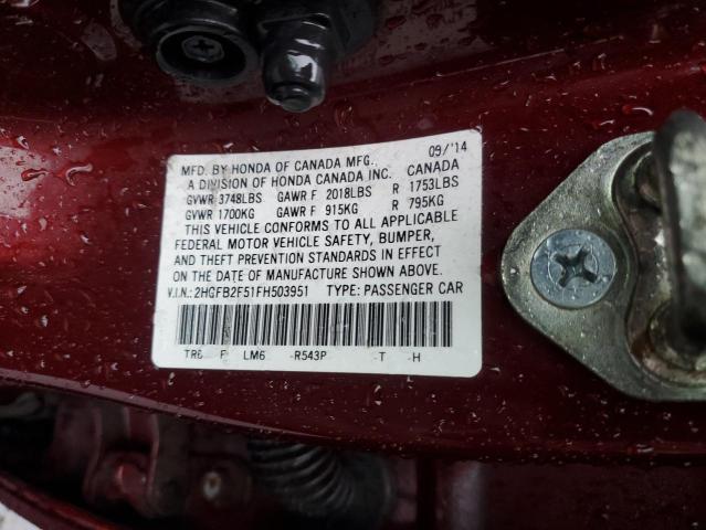 2015 HONDA CIVIC LX 2HGFB2F51FH503951