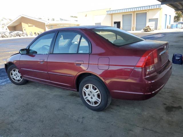 HONDA CIVIC LX 2002 maroon  gas 2HGES16502H599099 photo #3