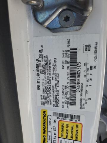 2017 FORD FUSION S - 3FA6P0G71HR275175