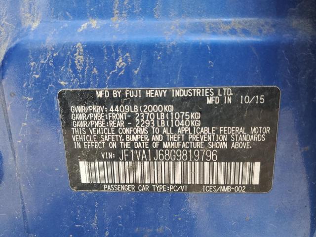 2016 SUBARU WRX LIMITE JF1VA1J68G9819796