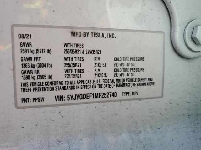 2021 TESLA MODEL Y - 5YJYGDEF1MF252740