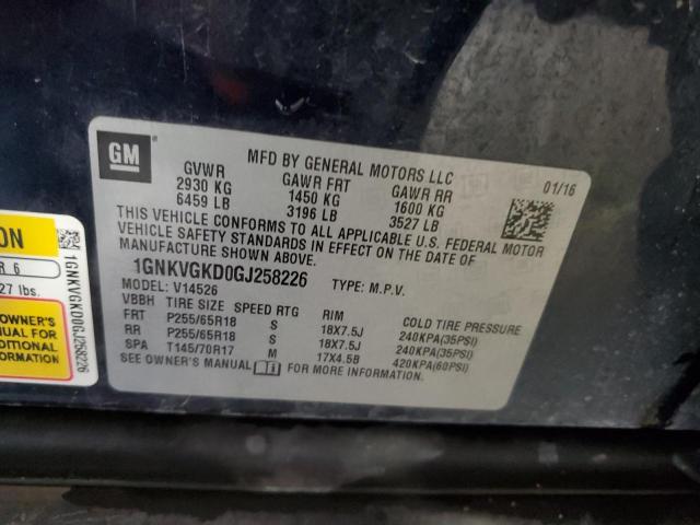 2016 CHEVROLET TRAVERSE L 1GNKVGKD0GJ258226