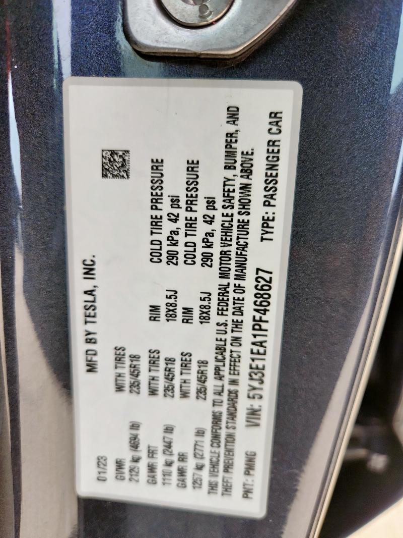 2023 TESLA MODEL 3 - 5YJ3E1EA1PF468627