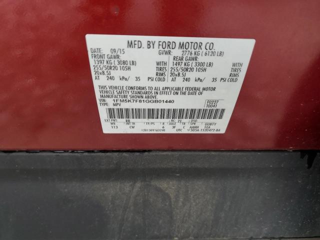2016 FORD EXPLORER L - 1FM5K7F81GGB01440