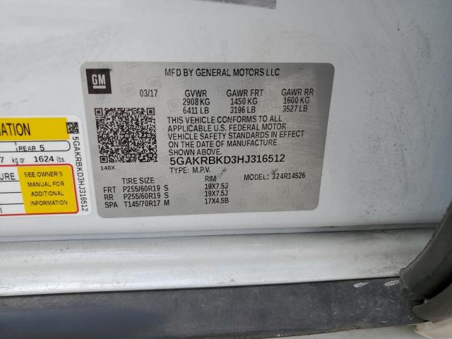 2017 BUICK ENCLAVE 5GAKRBKD3HJ316512
