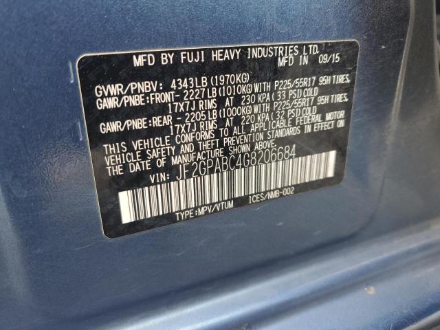 2016 SUBARU CROSSTREK - JF2GPABC4G8206684