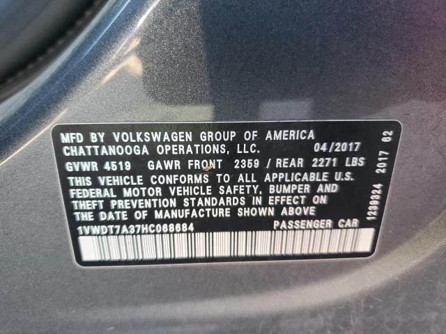 2017 VOLKSWAGEN PASSAT R-L 1VWDT7A37HC068684