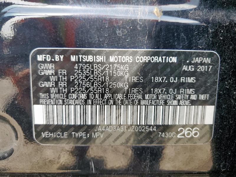 2018 MITSUBISHI OUTLANDER JA4AD3A31JZ002544