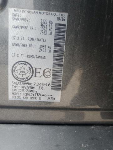 2017 NISSAN ROGUE SV 5N1AT2MV9HC734946