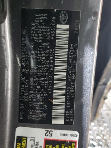 2022 TOYOTA CAMRY SE 4T1G11AK1NU669505