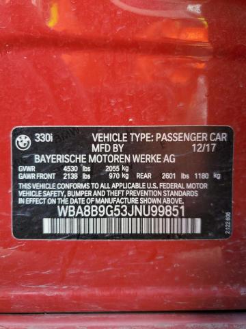2018 BMW 330 I WBA8B9G53JNU99851