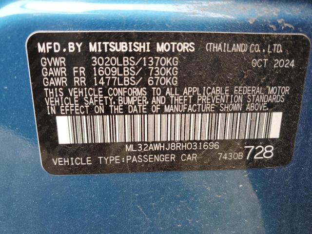 2024 MITSUBISHI MIRAGE SE ML32AWHJ8RH031696