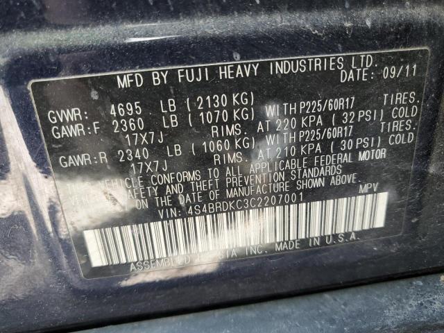 2012 SUBARU OUTBACK 3. - 4S4BRDKC3C2207001