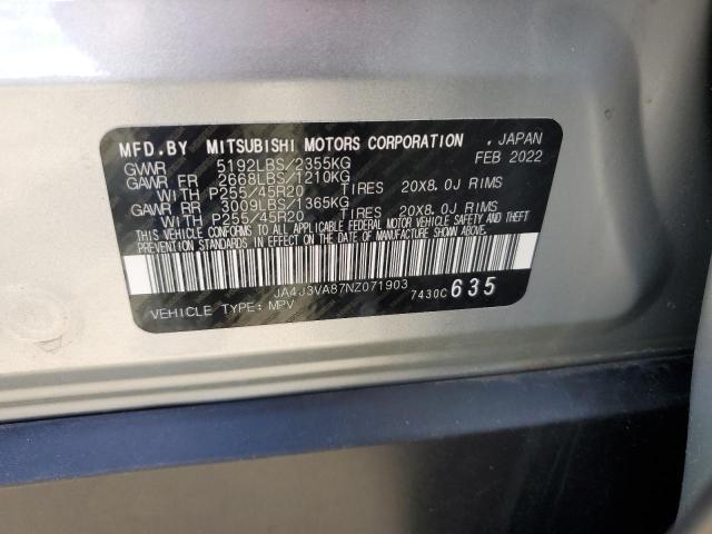 2022 MITSUBISHI OUTLANDER - JA4J3VA87NZ071903
