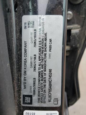 2017 CHEVROLET SPARK 2LT - KL8CF6SA8HC745246