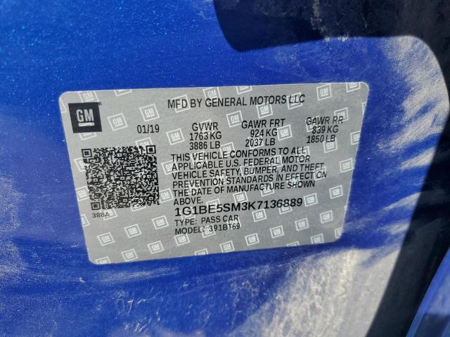 2019 CHEVROLET CRUZE LT 1G1BE5SM3K7136889