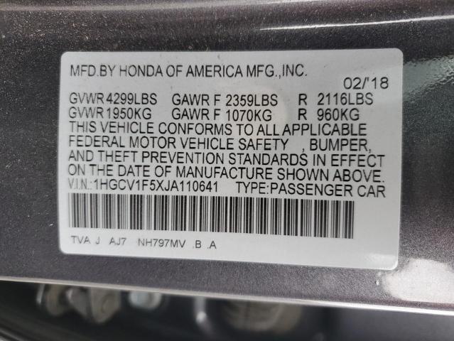 2018 HONDA ACCORD EXL - 1HGCV1F5XJA110641