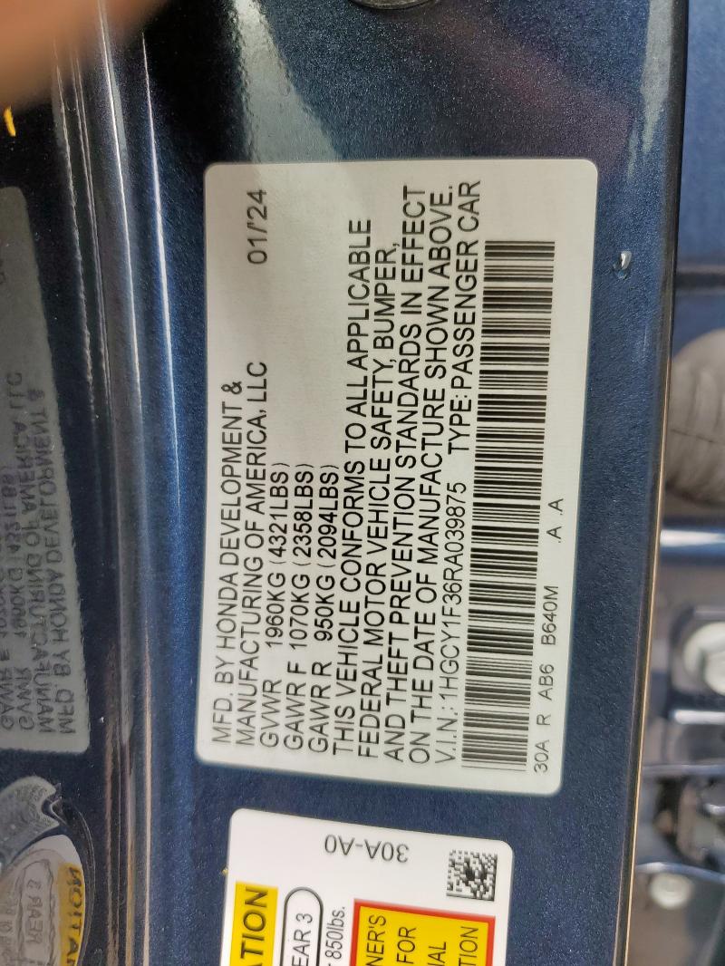 2024 HONDA ACCORD EX 1HGCY1F36RA039875