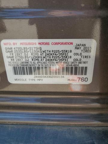 2016 MITSUBISHI OUTLANDER - JA4AD3A33GZ002134