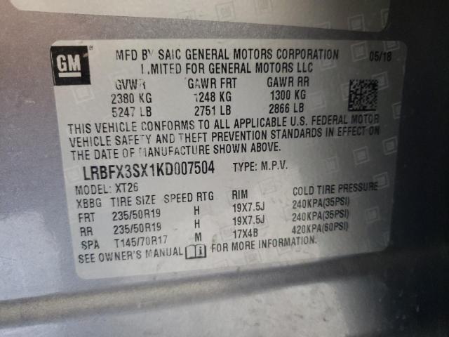 2019 BUICK ENVISION P LRBFX3SX1KD007504