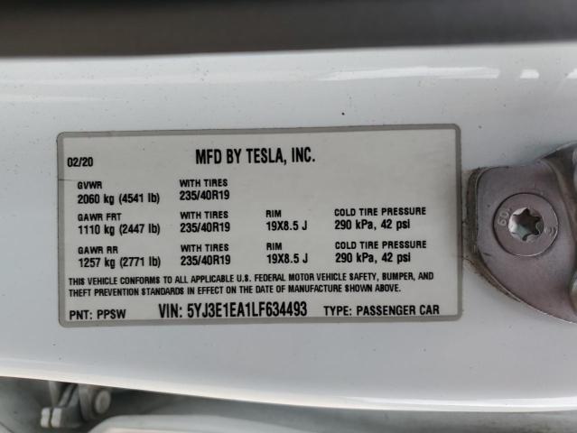 2020 TESLA MODEL 3 - 5YJ3E1EA1LF634493
