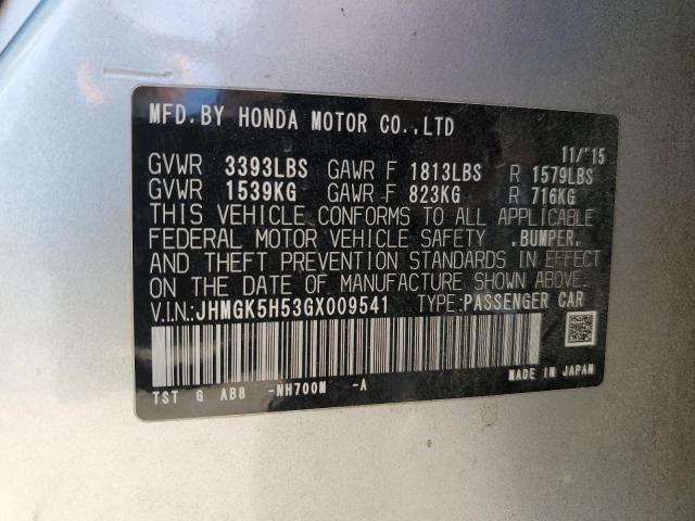 2016 HONDA FIT LX JHMGK5H53GX009541