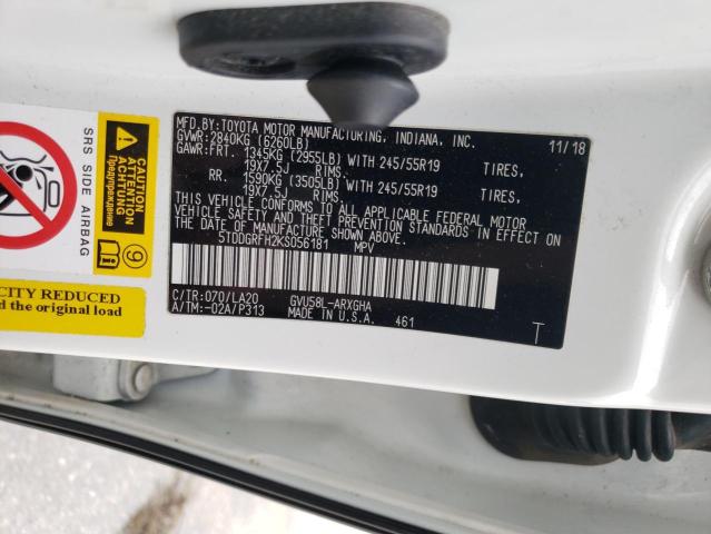 2019 TOYOTA HIGHLANDER - 5TDDGRFH2KS056181