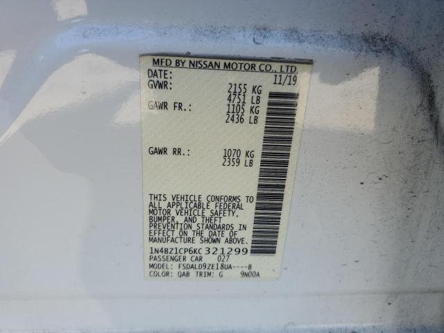 2019 NISSAN LEAF S PLU 1N4BZ1CP6KC321299