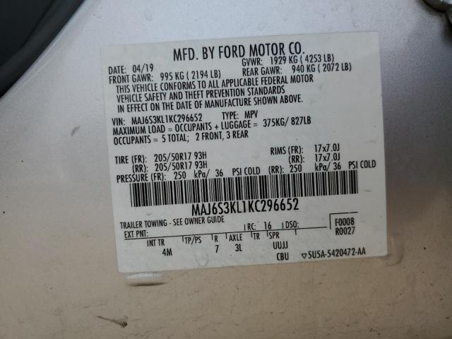 2019 FORD ECOSPORT T MAJ6S3KL1KC296652