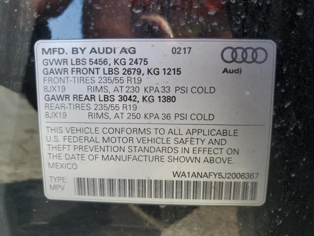 2018 AUDI Q5 PREMIUM WA1ANAFY5J2006367