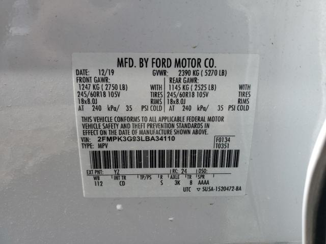 2020 FORD EDGE SE - 2FMPK3G93LBA34110
