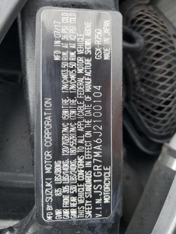 2018 SUZUKI GSX-R750 - JS1GR7MA6J2100104