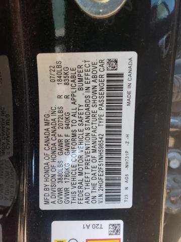 2022 HONDA CIVIC SPOR - 2HGFE2F51NH596542