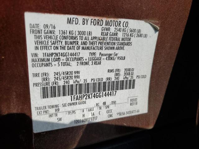 2016 FORD TAURUS SHO 1FAHP2KT4GG144417
