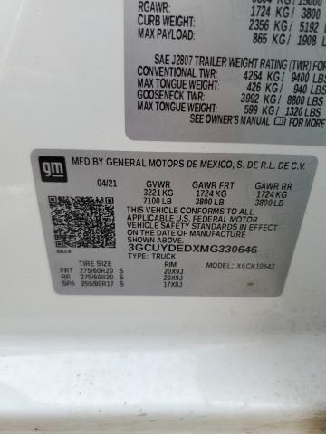 2021 CHEVROLET SILVERADO - 3GCUYDEDXMG330646
